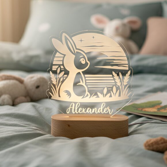 Personalized Bunny Night Light – Custom LED Nursery & Toddler Decor - Picture 8 of 8